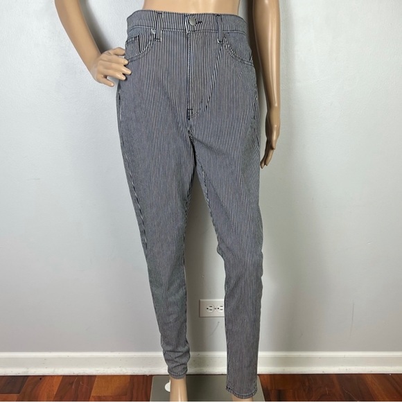 NEW BLDWN STRIPED HIGH-WAIST SKINNY JEANS - Picture 2 of 6